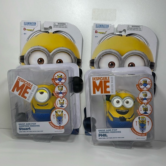 Despicable Me Minion Made Drop and Pop Jumping Minions Phil & Stuart NIP lot 2 - Picture 1 of 10